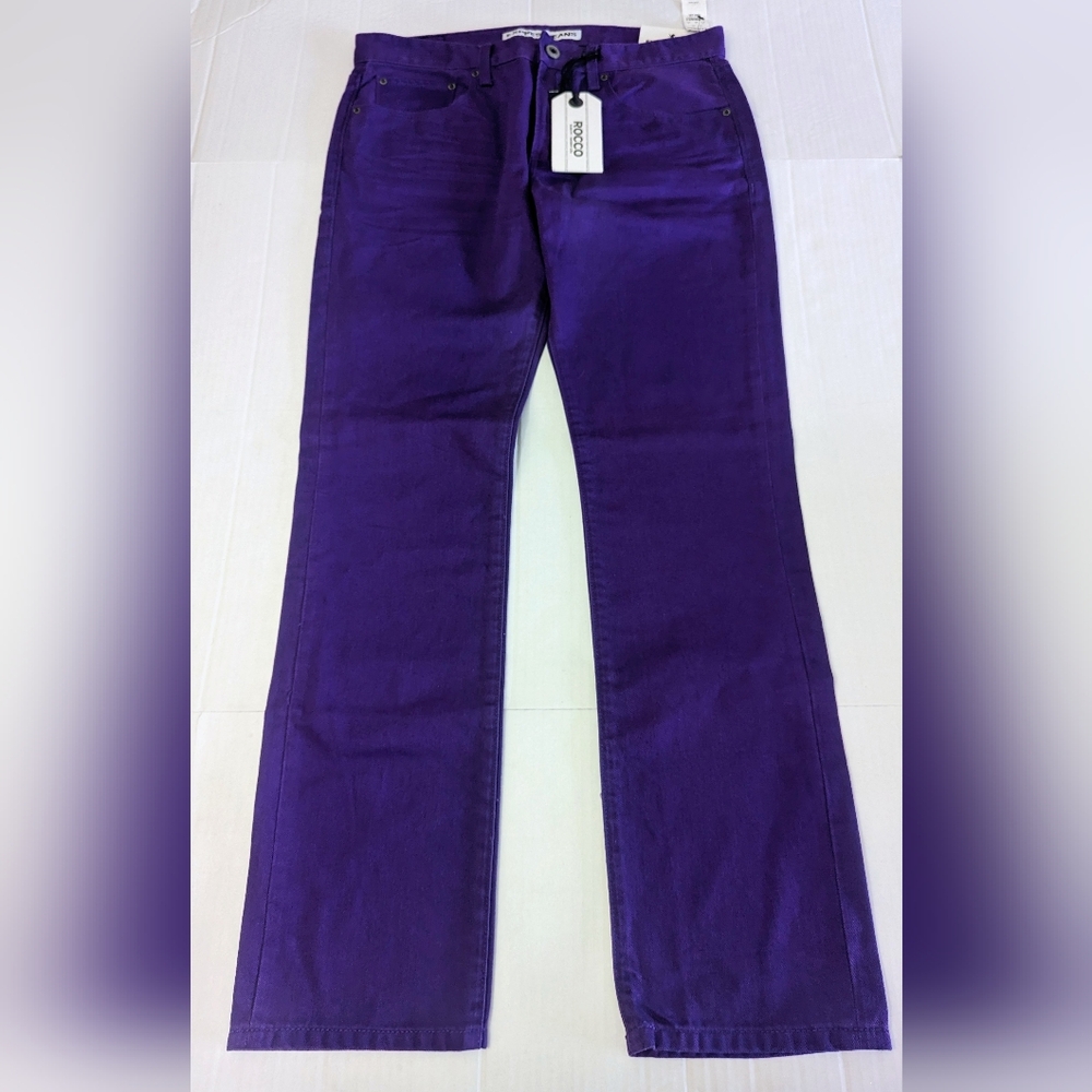 Express ROCCO Men's Slim Fit Jeans Shinny Leg Purple Pants 5 Pockets W32xL32 NWT